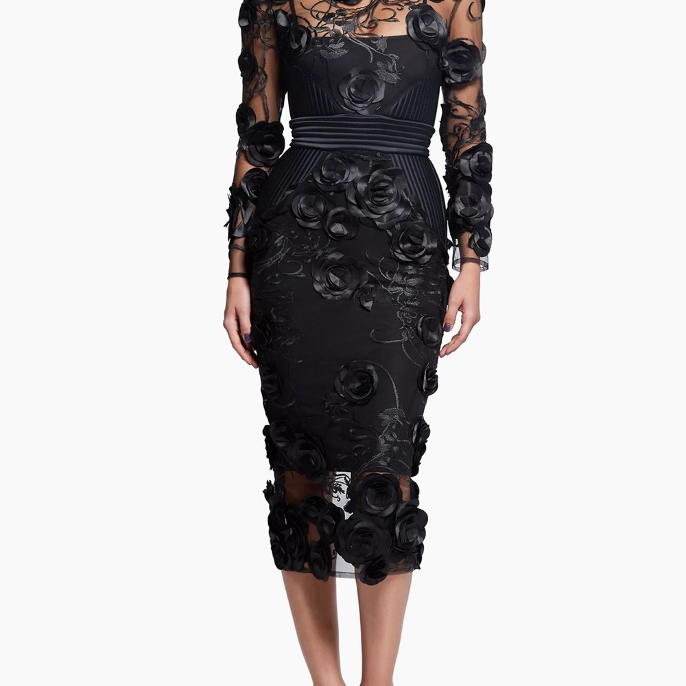 Zhivago Battle Lines Floral Embellished Vendetta black lace embroidered dress - Picture 2 of 7